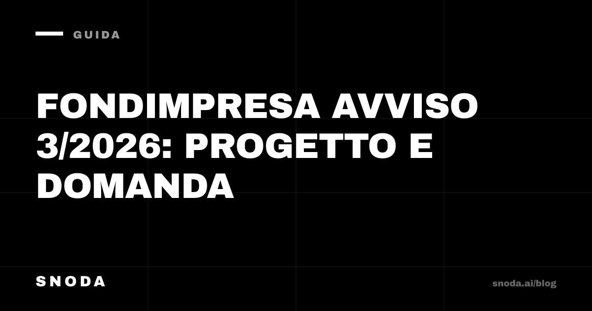 Fondimpresa Avviso 3/2026: progetto e domanda