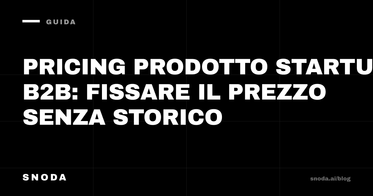 Pricing prodotto startup B2B: fissare il prezzo senza storico