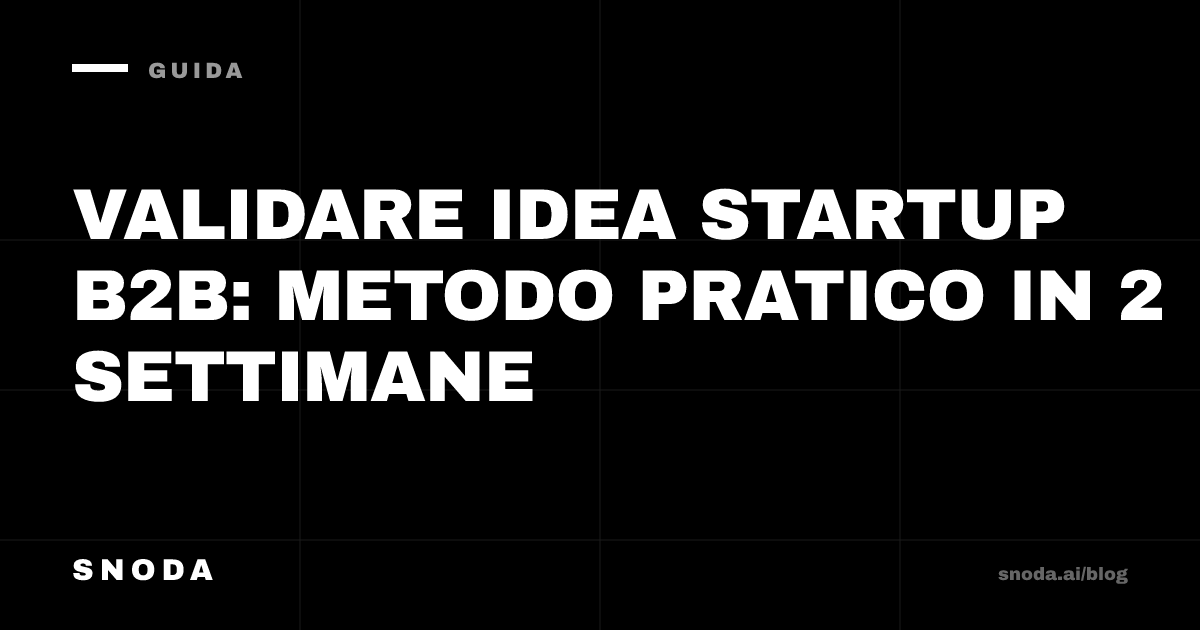 Validare idea startup B2B: metodo pratico in 2 settimane